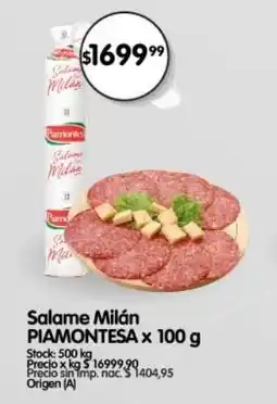 Supermercados Buenos Días Piamontesa salame milán oferta