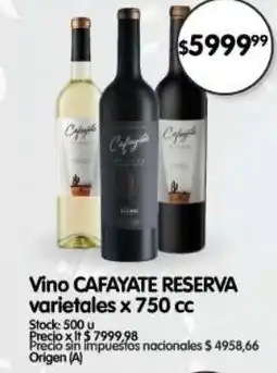 Supermercados Buenos Días Cafayate Reserva vino oferta