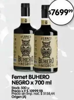 Supermercados Buenos Días Buhero Negro fernet oferta