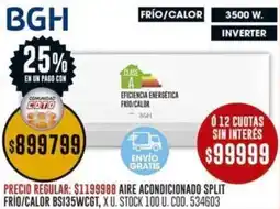 Coto Bgh aire acondicionado split frío/calor bs135wcgt oferta