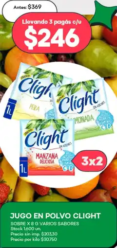 Supermercados Tadicor Jugo en polvo clight sobre varios sabores oferta