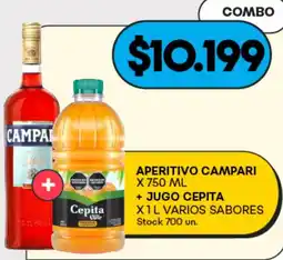Supermercados Tadicor Campari aperitivo + jugo cepita oferta