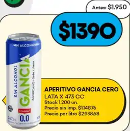 Supermercados Tadicor Gancia aperitivo cero lata oferta