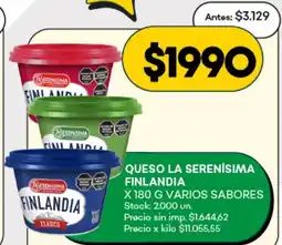 Supermercados Tadicor Finlandia queso la serenísima varios sabores oferta