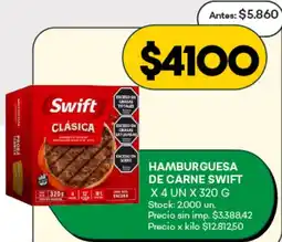 Supermercados Tadicor Swift hamburguesa de carne oferta
