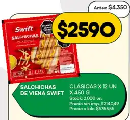 Supermercados Tadicor Swift salchichas de viena clásicas oferta