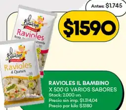 Supermercados Tadicor Bambino ravioles varios sabores oferta