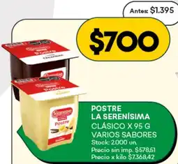Supermercados Tadicor La serenísima postre clásico varios sabores oferta