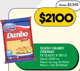 Supermercados Tadicor Danbo queso cremac feteado oferta