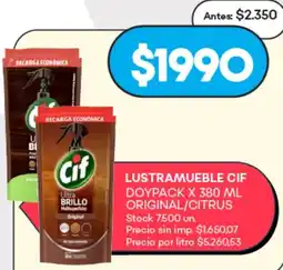 Supermercados Tadicor Cif lustramueble doypack original/citrus oferta