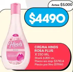 Supermercados Tadicor Hinds crema rosa plus oferta