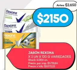 Supermercados Tadicor Rexona jabón variedades oferta