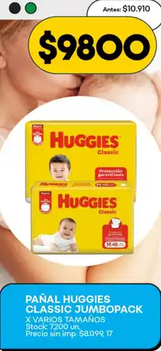 Supermercados Tadicor Huggies pañal classic jumbopack oferta