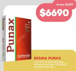Supermercados Tadicor Punax resma A4 oferta