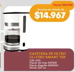 Supermercados Tadicor Cafetera de filtro smart tek oferta