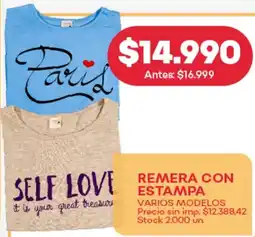 Supermercados Tadicor Remera con estampa varios modelos oferta