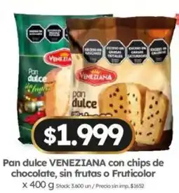 Cordiez Veneziana pan dulce con chips de chocolate, sin frutas o fruticolor oferta