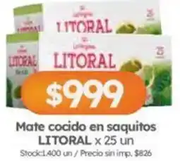 Cordiez Litoral mate cocido en saquitos oferta