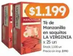 Cordiez La virginia té de manzanilla en saquitos oferta