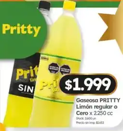 Cordiez Pritty gaseosa limón regular o cero oferta