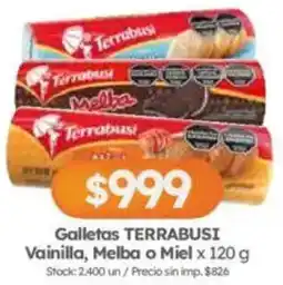 Cordiez Terrabusi galletas vainilla, melba o miel oferta