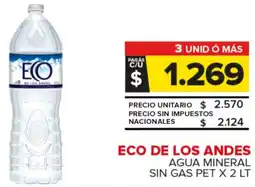 Carrefour Maxi Eco de los andes agua mineral sin gas pet oferta