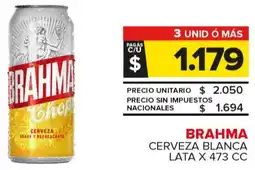 Carrefour Maxi Brahma cerveza blanca lata oferta