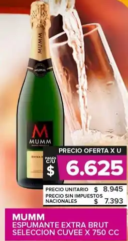 Carrefour Maxi Mumm espumante extra brut seleccion cuvee oferta