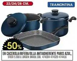 Coto Tramontina en cacerola/bifera/olla antiadherente paris azul oferta