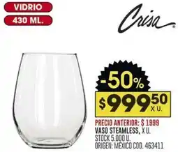 Coto Crisa vaso steamless oferta
