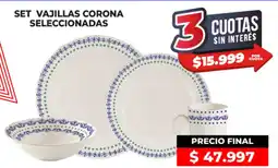 Supermayorista Vital Set vajillas corona seleccionadas oferta
