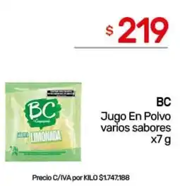 Nini Mayorista Bc jugo en polvo varios sabores oferta