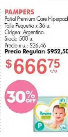 Simplicity Pampers Pañal Premium Care Hiperpad Talle Pequeñox 36 u oferta