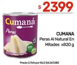 Nini Mayorista Cumana peras al natural en mitades oferta