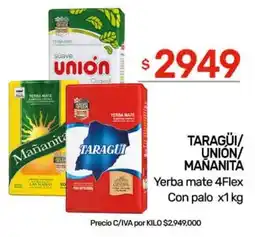 Nini Mayorista Taragüi/ union/ mañanita yerba mate 4flex con palo oferta