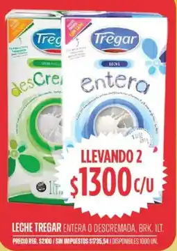 Supermercados Vea Tregar leche entera o descremada oferta