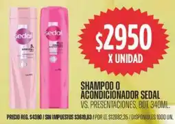 Supermercados Vea Sedal shampoo o acondicionador vs. presentaciones, bot. oferta