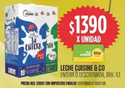Supermercados Vea Cuisine & co leche entera o descremada oferta
