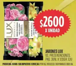 Supermercados Vea Lux jabones vs. presentaciones, paq. oferta