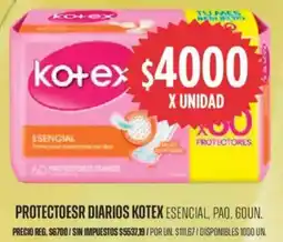 Supermercados Vea Kotex protectoesr diarios esencial, paq. oferta