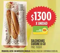 Supermercados Vea Cuisine & co salchichas paq. oferta