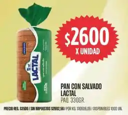 Supermercados Vea Pan con salvado lactal paq. oferta