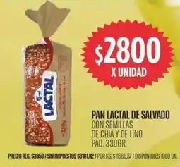 Supermercados Vea Lactal pan de salvado con semillas de chia y de lino, paq. oferta