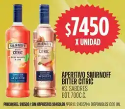 Supermercados Vea Smirnoff aperitivo bitter citric vs. sabores, bot. oferta