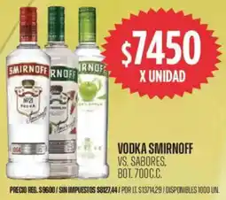 Supermercados Vea Smirnoff vodka vs. sabores, bot. oferta