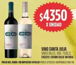 Supermercados Vea Santa julia vino varietales, bot. oferta