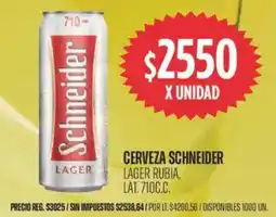 Supermercados Vea Schneider cerveza lager rubia. lat. oferta