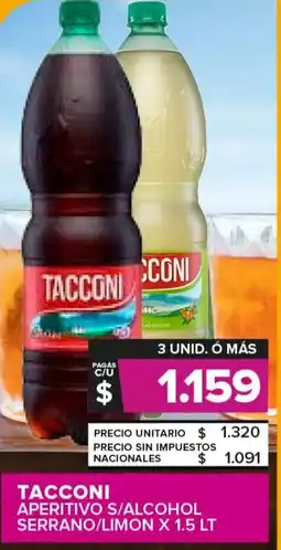 Carrefour Maxi Tacconi aperitivo s/alcohol serrano/limon oferta