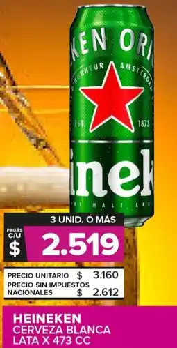 Carrefour Maxi Heineken cerveza blanca lata oferta