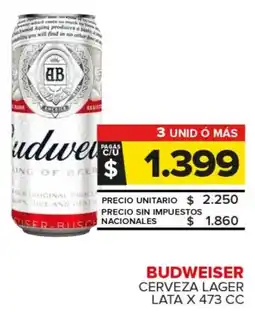 Carrefour Maxi Budweiser cerveza lager lata oferta